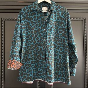 Paul Smith Leopard Print Shirt Blue and Black